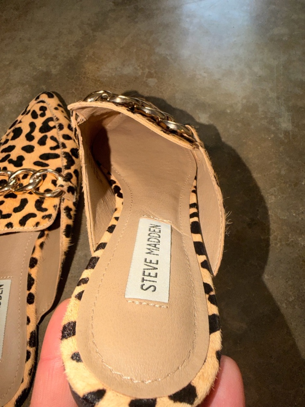 Steve Madden Leopard-Print Pointed Mule with Gold Chain - Size 6.5 - NWOT - Picture 5 of 15